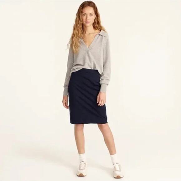 J. Crew Black No. 2 Pencil® Skirt in Bi-stretch Cotton Blend Size 8 - Picture 1 of 7